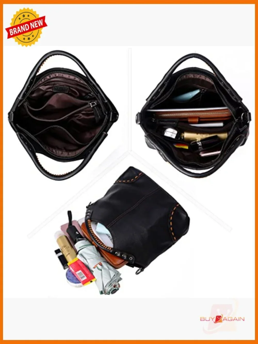 Leather Satchel Handbag Crossbody Tote with Compartments
